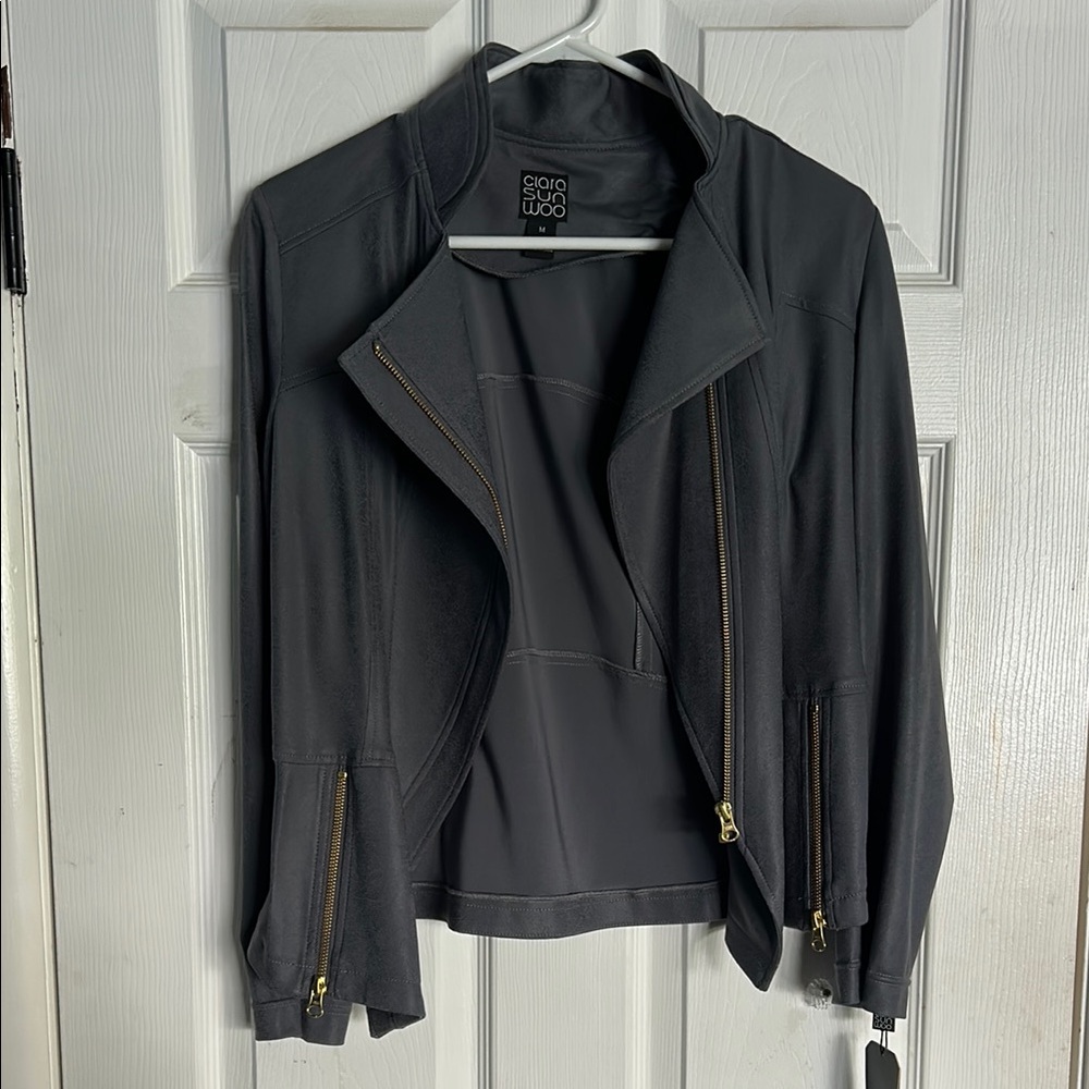 NWT Clara Sun Woo Gray Asymmetrical Blazer Tailored Jacket